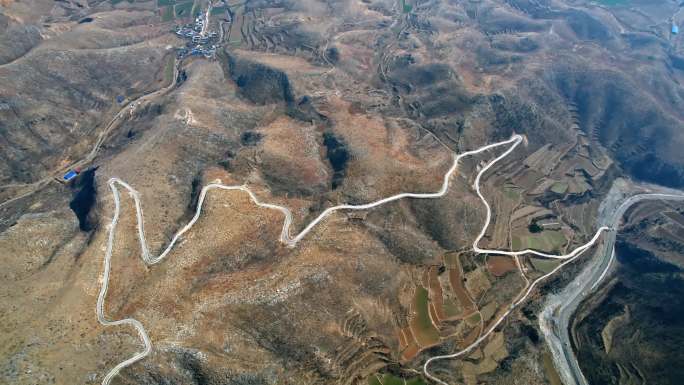 航拍香泉寺 水库  风车天路 之字盘山路