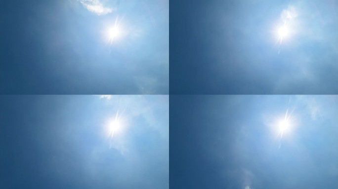 蓝天白云午时的太阳阳光天气唯美延时摄影