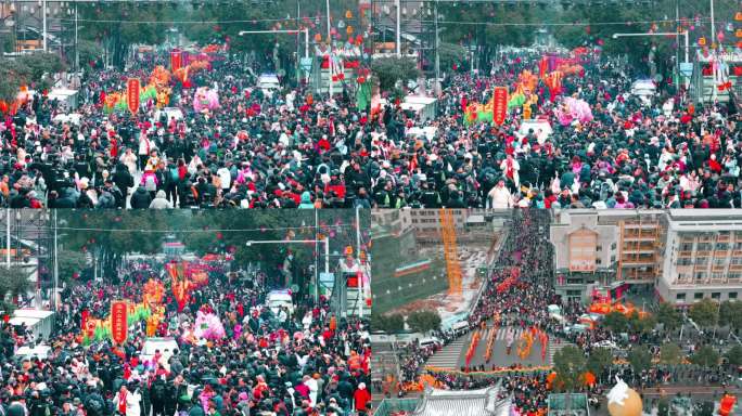 元宵节的街道上人山人海热闹非凡