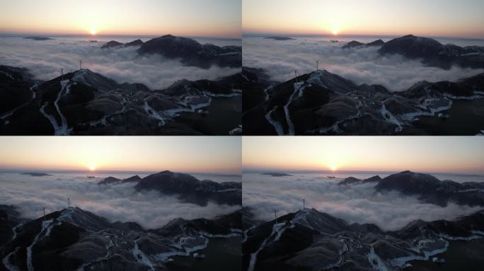 桂林全州天湖雪景平流雾