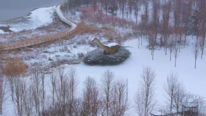 雪景竹镇素材