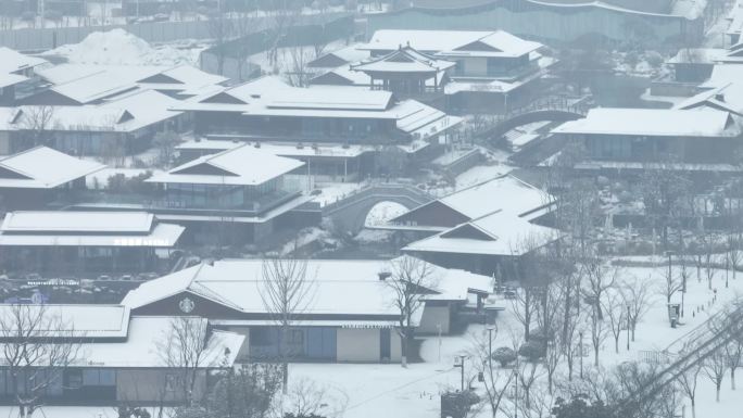 扬州大运河博物馆雪景航拍