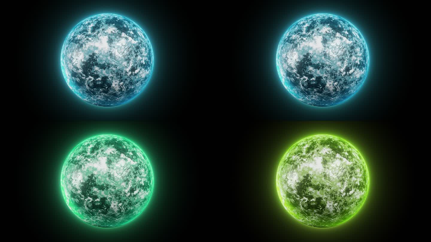 5种颜色星球旋转动画（有光晕版本1）