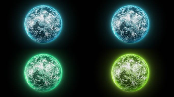 5种颜色星球旋转动画（有光晕版本1）