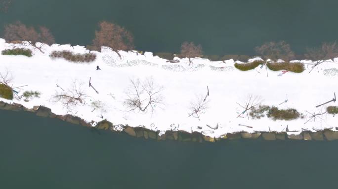 武汉地标紫阳公园雪景风光