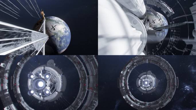4K视频素材-地球拉到宇宙太空航天站落版