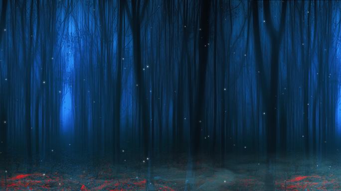 树林夜晚丛林恐怖夜色氛围黑夜舞台背景