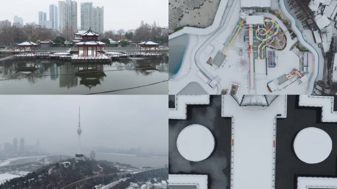 莲花湖公园 龟山塔 雪景