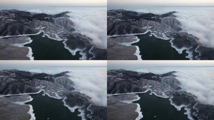 桂林全州天湖雪景平流雾