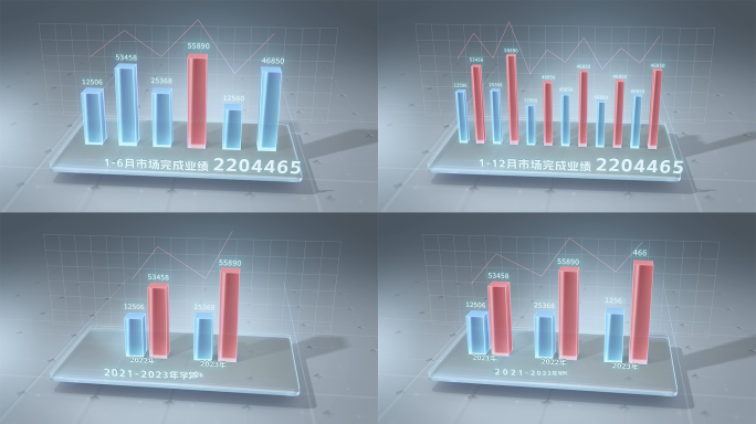 企业数据 柱状图玻璃质感 业务增长数据图