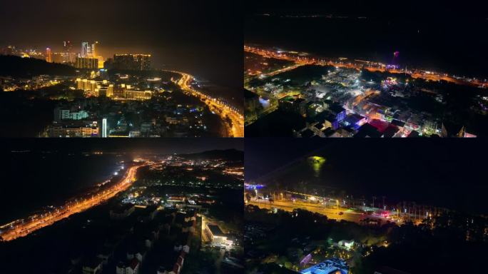 4k厦门最美环岛路黄厝村夜景航拍+延时