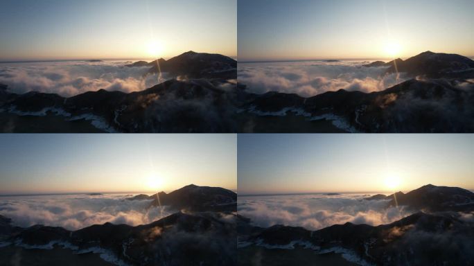 桂林全州天湖雪景平流雾