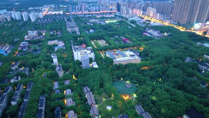 湖北武汉华中科技大学航拍校园风景风光美景