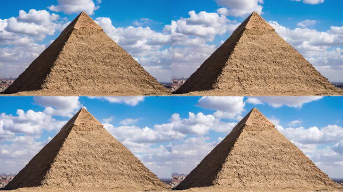 蓝天白云下的胡夫金字塔延时4k视频
