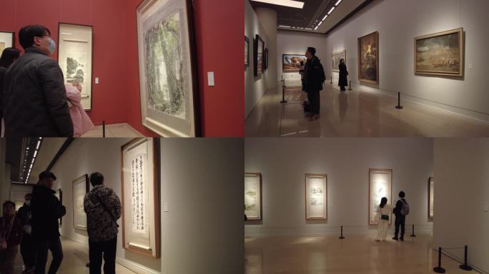 中国美术馆观众参观画展美术作品书法展览