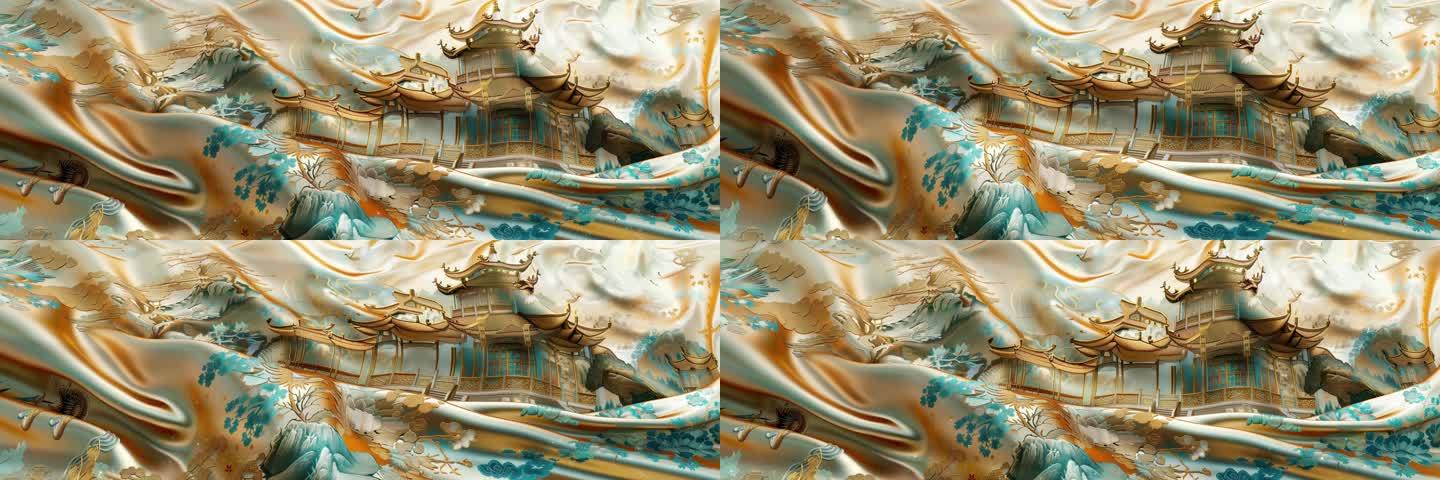 6k质感丝绸中式花纹loop