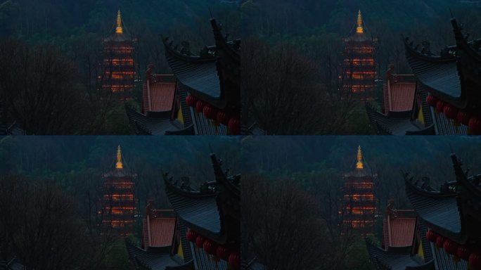 阴雨天杭州法喜讲寺的塔
