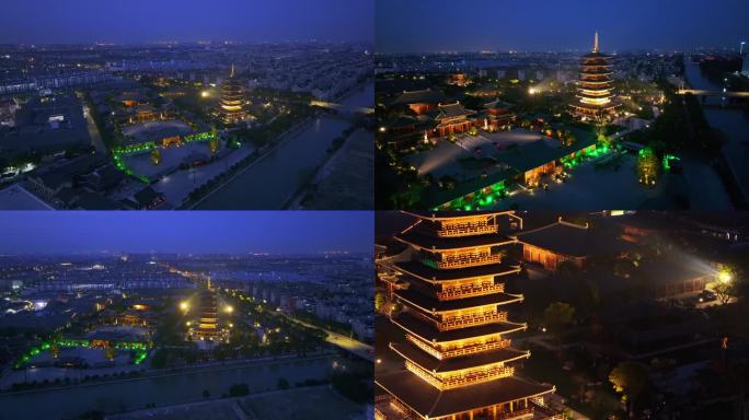 上海宝山罗店宝山寺夜景