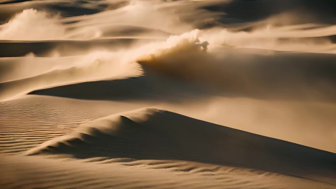4K沙漠中大风扬起沙尘