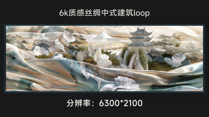 6k质感丝绸中式建筑loop