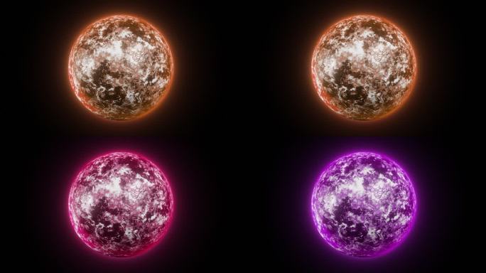 5种颜色星球旋转动画（有光晕版本2）