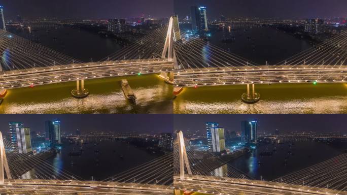 【原创4K】广州洛溪大桥航拍延时