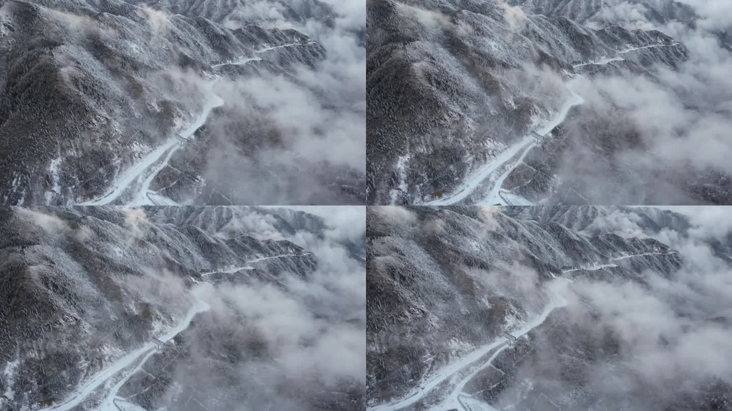 桂林全州天湖雪景平流雾