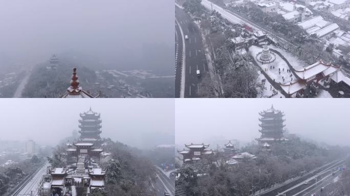 【航拍】武汉黄鹤楼雪景05