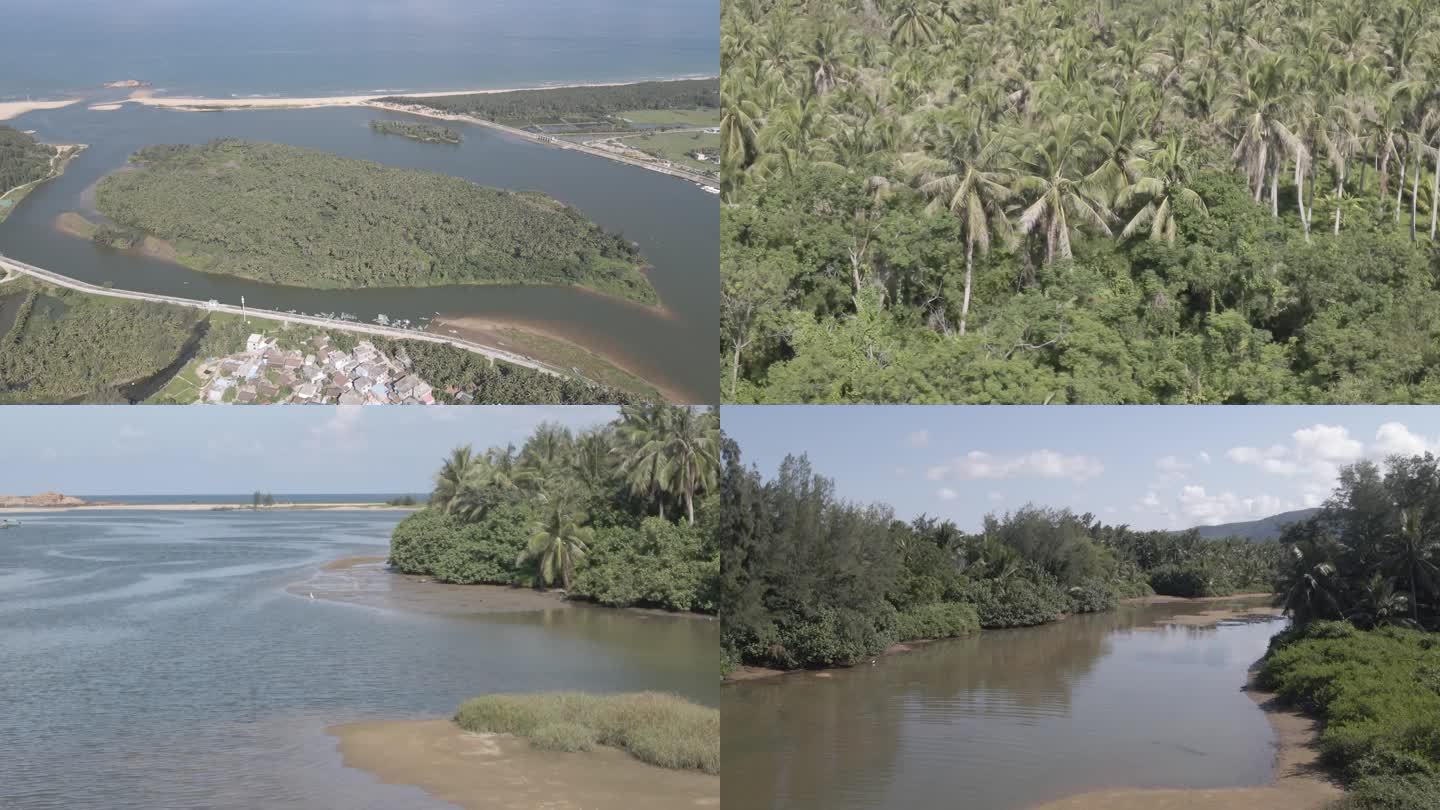 【4K】热带森林沿海岛屿椰林海岛航拍多段