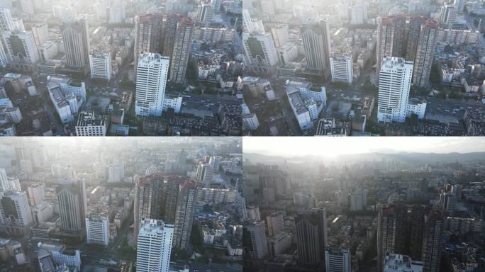 昆明城市天空航拍视频空镜