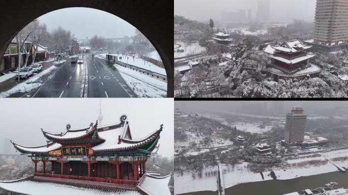 原创4K大雪纷飞的晴川阁