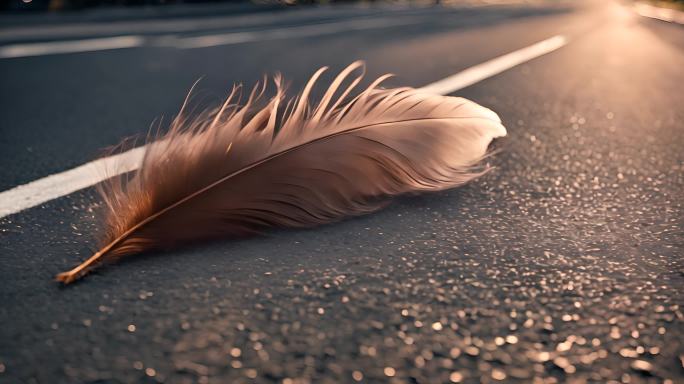 马路上的羽毛