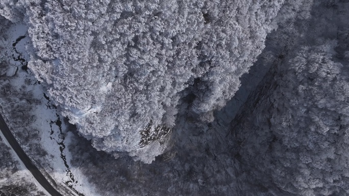 陕西西安秦岭山脉多云云海大气雪景雾凇江山