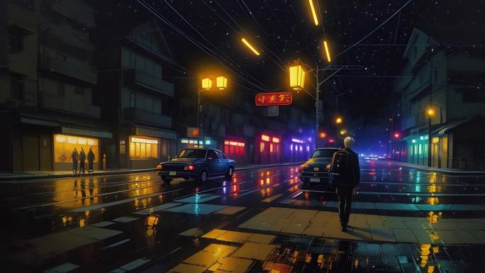AI演绎夜晚的街道
