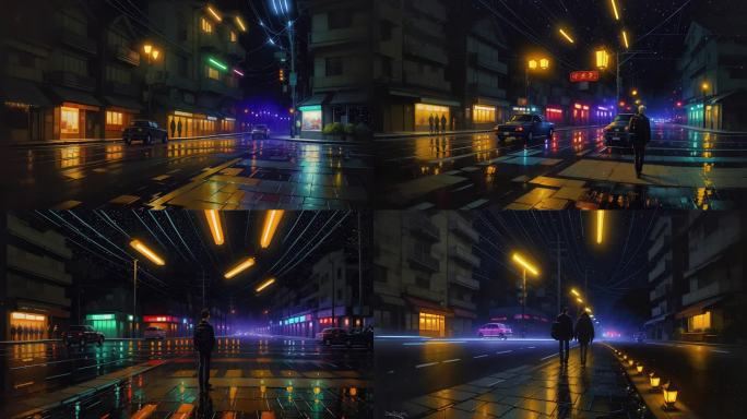 AI演绎夜晚的街道
