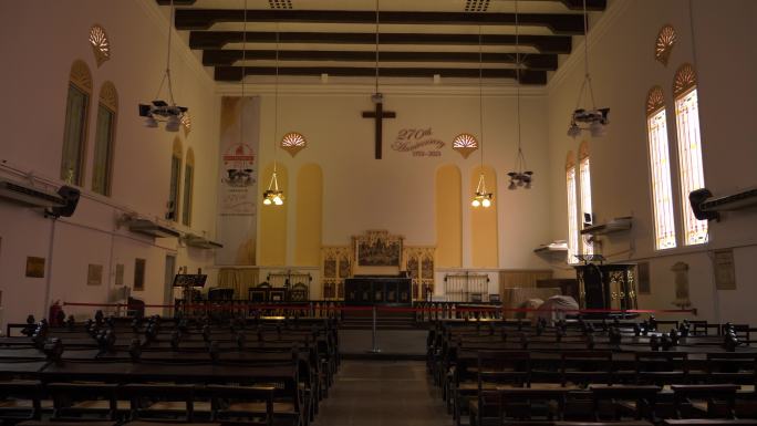马来西亚马六甲殖民地荷兰红屋基督教堂内部