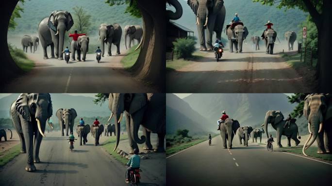 AI演绎骑大象风景