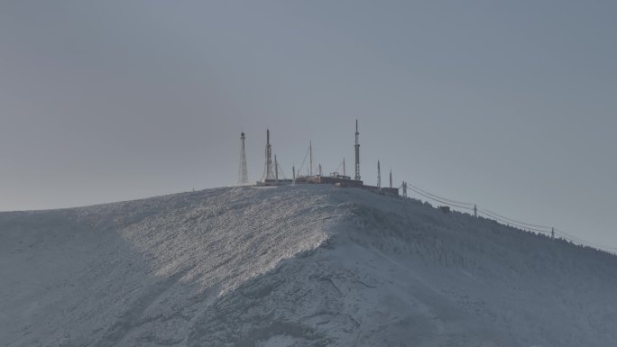 陕西西安秦岭山脉地标云海雪景航拍夕阳自然