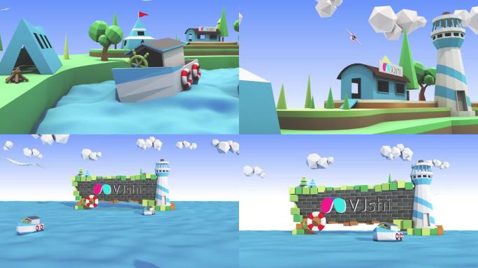 C4D 低模卡通片头