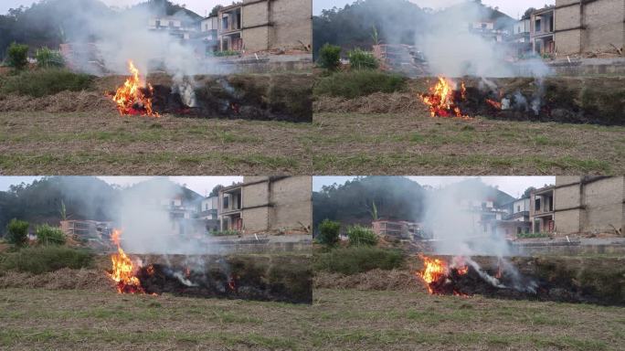 烟火春耕农民种地田间劳动田野烟火刀耕火种