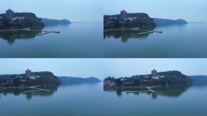 自然水面风景昆明海晏村航拍