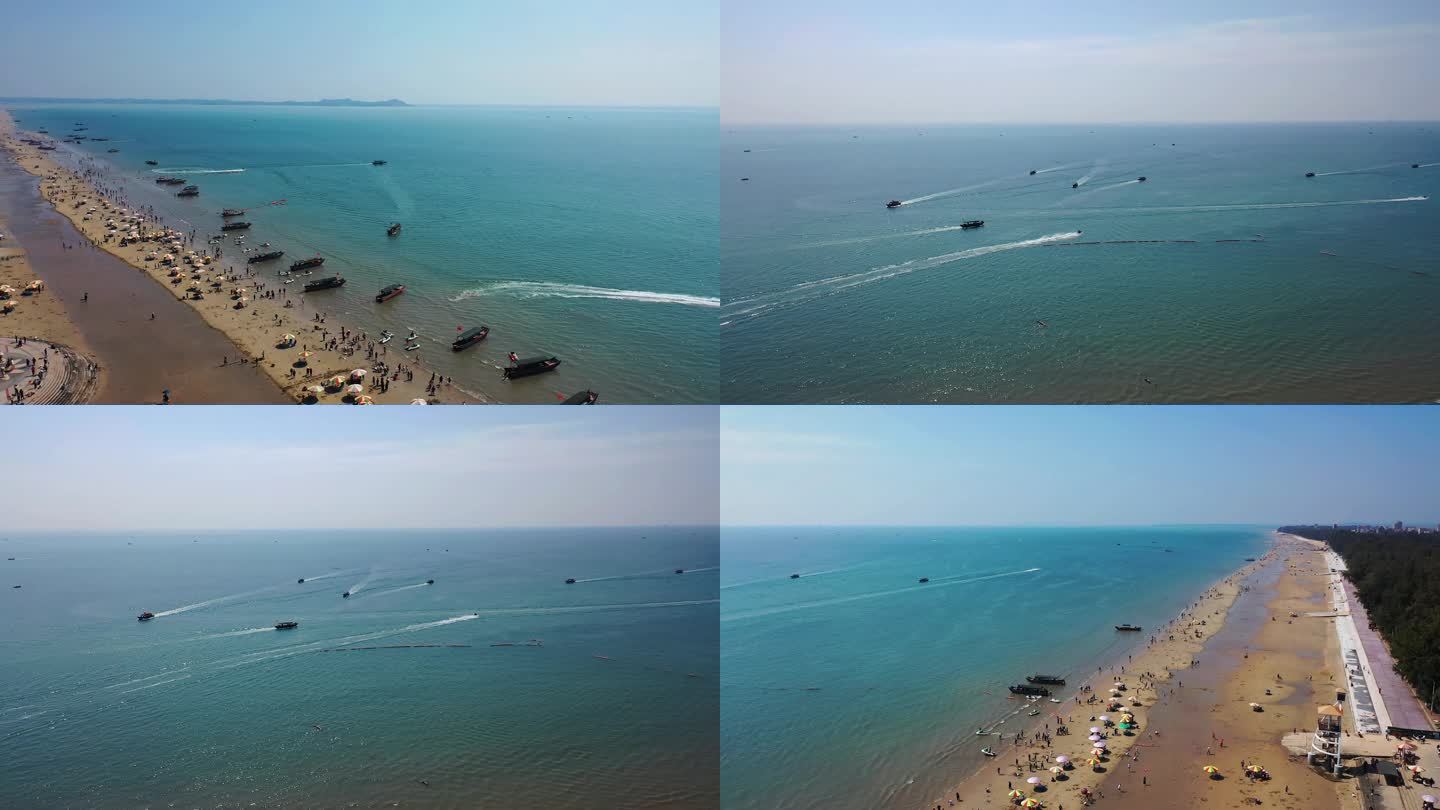 航拍防城港东兴海滩海岸线