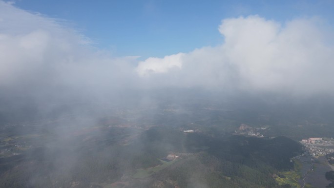 村庄自然风景大山航拍