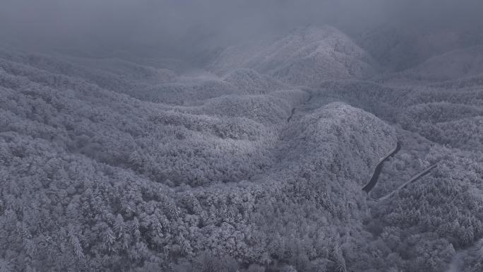 陕西西安秦岭山脉地标云海雪景航拍夕阳自然