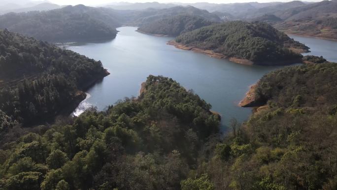 山川湖泊自然风景大山航拍