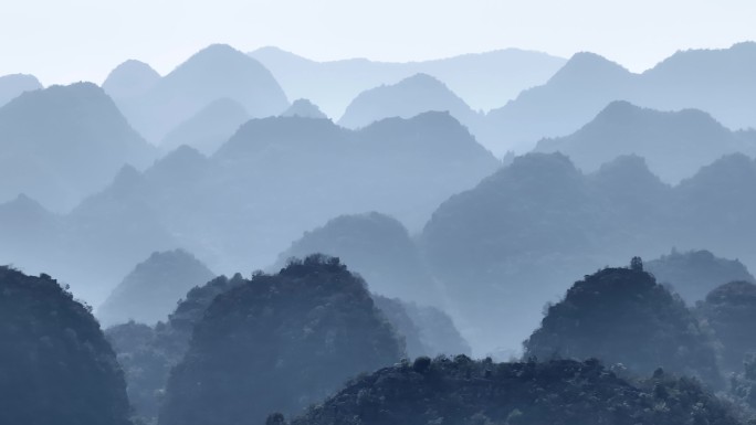 航拍贵州4A景区万峰林水墨山水