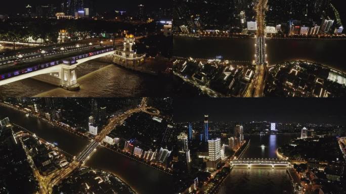 广州人民桥夜景航拍02