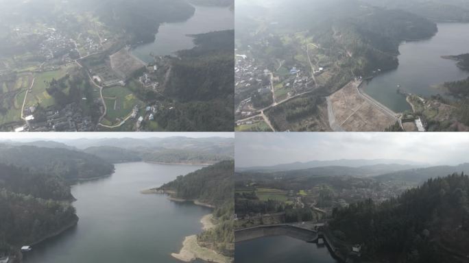 村庄自然风景大山航拍