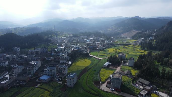 村庄自然风景大山航拍