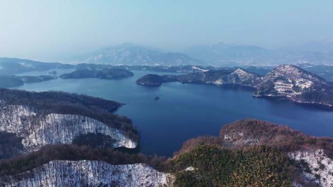 4K河南新县香山湖冬季雪景航拍【合集】